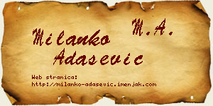 Milanko Adašević vizit kartica